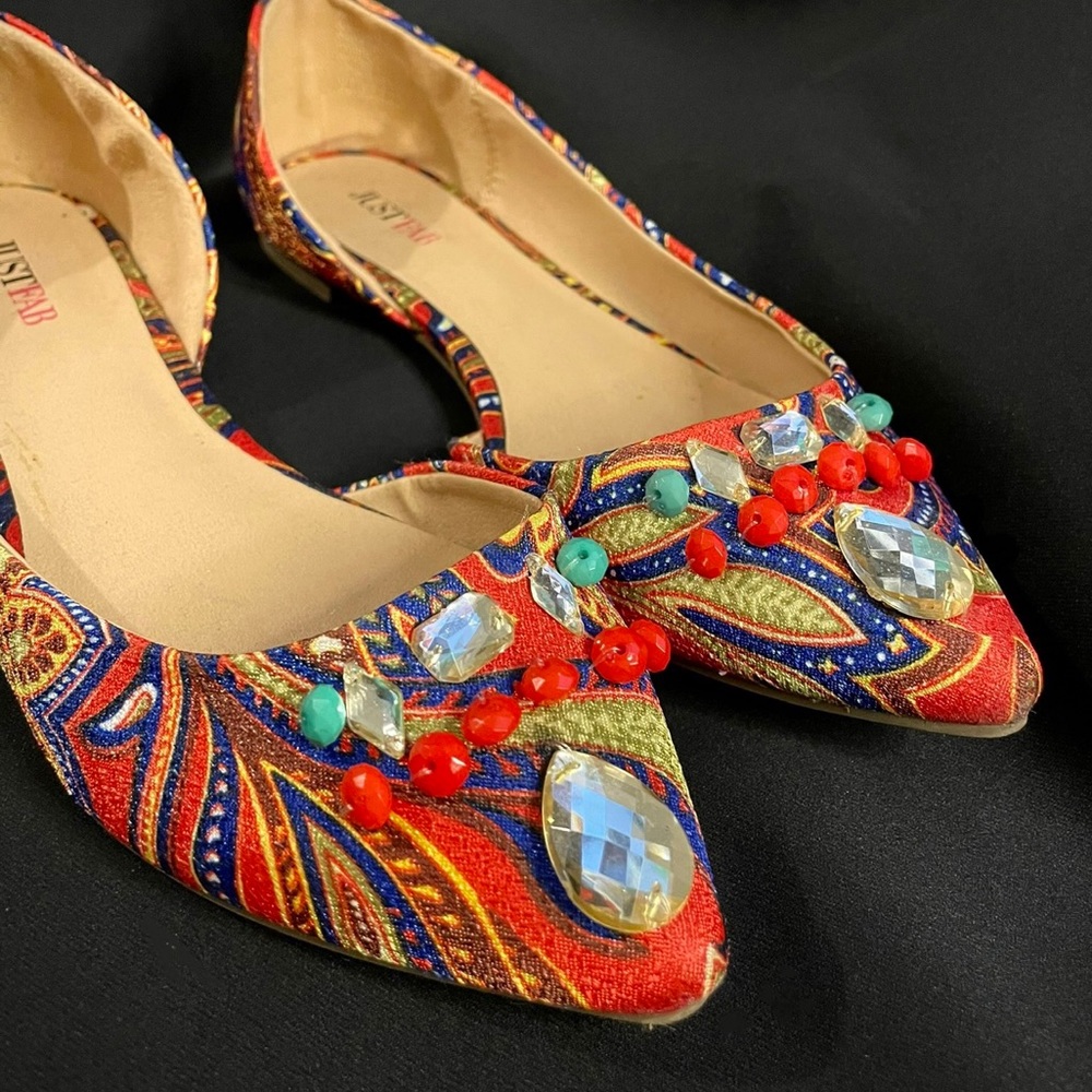 Flats pointy orange loafers shoes